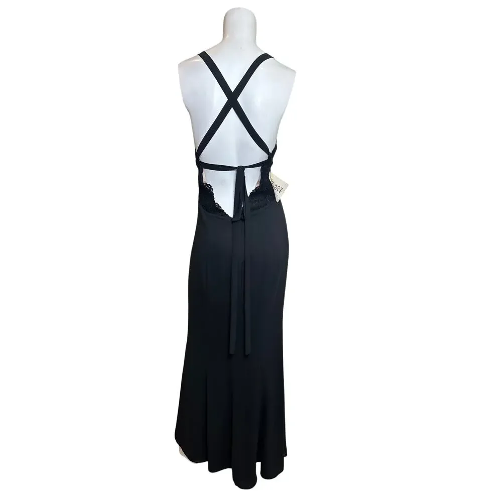 Fame and Partners MC180 Black Lace Bodice Maxi Dress Size 8 V Neck Formal NWT - Picture 7 of 13
